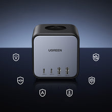 Заредете изображение във визуализатора на галерията – Ugreen cube power strip 65W USB / USB C + 3x AC socket black (CD268)
