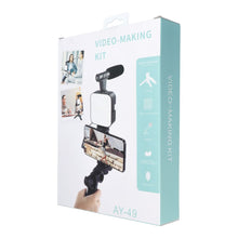 Заредете изображение във визуализатора на галерията – Combo selfie with tripod for live broadcast with LED flash and micro and remote control AY-49
