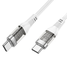 Заредете изображение във визуализатора на галерията – Borofone Cable BU37 Transparent Exploration - Type C to Type C - 60W 1,2 metres white
