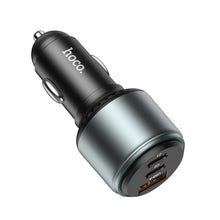 Заредете изображение във визуализатора на галерията – HOCO car charger USB QC + 2x Type C PD 95W Galloper NZ9 black
