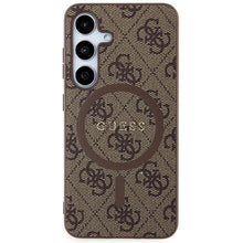 Заредете изображение във визуализатора на галерията – Guess 4G Collection Leather Metal Logo MagSafe Case for Samsung Galaxy S24 - Brown
