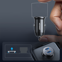 Заредете изображение във визуализатора на галерията – Joyroom JR-CCN06 30W 2x USB-C mini car charger metal - black
