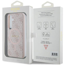 Заредете изображение във визуализатора на галерията – Guess 4G Collection Leather Metal Logo MagSafe Case for Samsung Galaxy S24 - Pink
