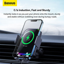 Заредете изображение във визуализатора на галерията – Baseus car holder with wireless charging automatic 15w halo black sudd000001
