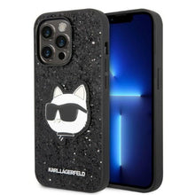 Заредете изображение във визуализатора на галерията – Karl Lagerfeld KLHCP14XG2CPK iPhone 14 Pro Max 6.7" black/black hardcase Glitter Choupette Patch
