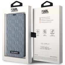 Заредете изображение във визуализатора на галерията – Karl Lagerfeld KLBKP14SSAKLHPG iPhone 14 6.1" bookcase silver/silver Saffiano Monogram
