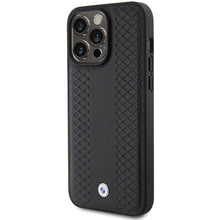 Заредете изображение във визуализатора на галерията – BMW Leather Diamond Pattern case for iPhone 15 Pro Max - black
