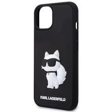 Заредете изображение във визуализатора на галерията – Original Pouch KARL LAGERFELD hardcase Rubber Choupette 3D KLHCP14S3DRKHNK for Iphone 14 Black

