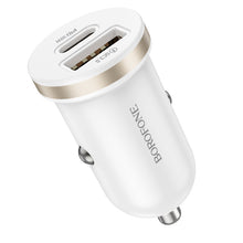 Заредете изображение във визуализатора на галерията – Borofone Car charger BZ22 Scenery - USB + Type C - QC 3.0 PD 30W white
