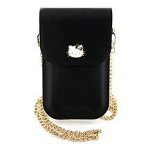 Заредете изображение във визуализатора на галерията – Original HELLO KITTY Handbag Leather Metal Logo Chain HKOWBPGHDLMK black
