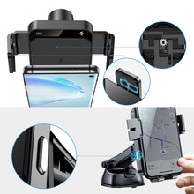 Заредете изображение във визуализатора на галерията – Joyroom Qi wireless 15W automatic car charger electric phone holder (dashboard and air vent) black (JR-ZS219)
