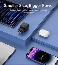 Заредете изображение във визуализатора на галерията – Choetech PD6051 USB-C USB-C PD 35W GaN wall charger with display - black
