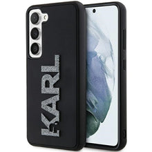 Заредете изображение във визуализатора на галерията – Karl Lagerfeld 3D Rubber Glitter Logo case for Samsung Galaxy S23 - black
