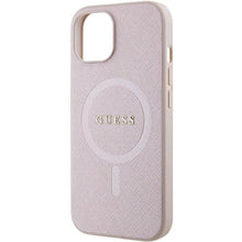 Заредете изображение във визуализатора на галерията – Guess Saffiano MagSafe case for iPhone 15 Plus - pink
