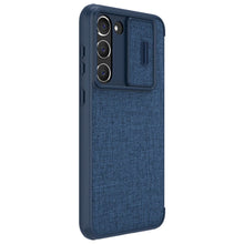 Заредете изображение във визуализатора на галерията – Nillkin Qin Cloth Pro Case for Samsung Galaxy S23+ Flip Cover Camera Cover blue
