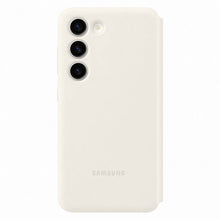 Заредете изображение във визуализатора на галерията – Samsung Smart View Wallet Case for Samsung Galaxy S23 Cover with Smart Flip Window Card Wallet Cream (EF-ZS911CUEGWW)
