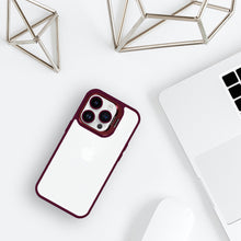 Заредете изображение във визуализатора на галерията – Tel Protect Kickstand case + camera glass (lens) for Iphone 14 Pro burgundy
