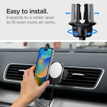 Заредете изображение във визуализатора на галерията – Spigen ITM12W ONETAP PRO 3 MAGNETIC MAGSAFE VENT CAR MOUNT WIRELESS CHARGER BLACK
