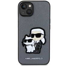 Заредете изображение във визуализатора на галерията – Karl Lagerfeld KLHCP14SSANKCPG iPhone 14 6.1" hardcase silver/silver Saffiano Karl &amp; Choupette
