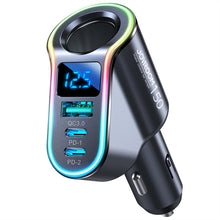 Заредете изображение във визуализатора на галерията – Joyroom fast car charger 4in1 USB-A QC3.0 / 2xUSB-C PD 150W black (JR-CL21)
