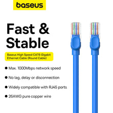 Заредете изображение във визуализатора на галерията – Baseus High Speed ​​Cat 6 RJ-45 1000Mb/s Ethernet cable 5m round - blue
