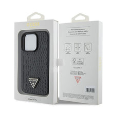 Заредете изображение във визуализатора на галерията – Original Case GUESS Croco Triangle Metal Logo hardcase GUHCP15LPCRTHCK for Iphone 15 Pro black
