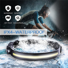 Заредете изображение във визуализатора на галерията – LED headlamp with IPX4 motion sensor USB-C 1200 mAh - black

