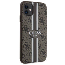 Заредете изображение във визуализатора на галерията – Guess GUHMN61P4RPSW iPhone 11 / Xr brown/brown hardcase 4G Printed Stripes MagSafe
