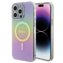 Заредете изображение във визуализатора на галерията – Guess IML Iridescent MagSafe case for iPhone 15 Pro - pink
