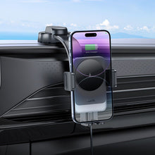 Заредете изображение във визуализатора на галерията – HOCO car holder with wireless charging for center console HW14 Speed black metal gray
