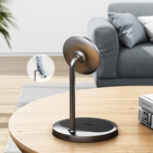 Заредете изображение във визуализатора на галерията – Choetech 2in1 Magnetic Holder Qi Wireless Charger for Magsafe 15W Gray (T575-F)
