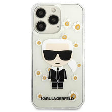 Заредете изображение във визуализатора на галерията – Оригинален гръб karl lagerfeld за iphone 13 pro (flower ikonik / transparent) - TopMag
