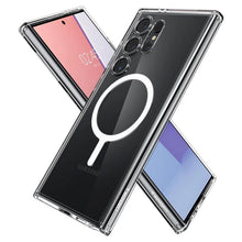 Заредете изображение във визуализатора на галерията – Spigen Ultra Hybrid OneTap Ring Case with MagSafe for Samsung Galaxy S24 Ultra - Transparent and White
