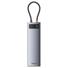 Заредете изображение във визуализатора на галерията – HUB 11in1 Baseus Metal Gleam Series USB-C to USB-C PD / 3x USB-A 3.0 / USB-A 2.0 / HDMI / VGA / AUX / RJ-45 / SD TF - gray

