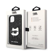 Заредете изображение във визуализатора на галерията – Karl Lagerfeld KLHCP14MG2CPK iPhone 14 Plus 6.7" black/black hardcase Glitter Choupette Patch
