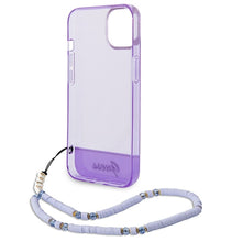 Заредете изображение във визуализатора на галерията – Original faceplate case guess guhcp14shgcohu for iphone 14 (iml electro cam w. strap translucent / purple)

