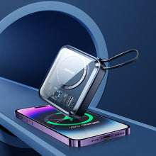 Заредете изображение във визуализатора на галерията – Joyroom induction power bank 10000mAh Icy Series 22.5W with built-in Lightning cable black (JR-L007)
