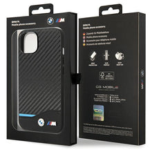 Заредете изображение във визуализатора на галерията – Case BMW BMHCP13M22NBCK iPhone 13 6.1" black/black Leather Carbon
