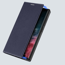 Заредете изображение във визуализатора на галерията – Dux Ducis Skin X2 case for Samsung Galaxy S23 Ultra flip case wallet stand blue
