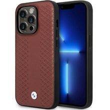 Заредете изображение във визуализатора на галерията – Case BMW BMHCP14X22RFGR iPhone 14 Pro Max 6.7" Burgundy/burgundy Leather Diamond Pattern
