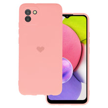 Заредете изображение във визуализатора на галерията – Vennus Silicone Heart Case for Samsung Galaxy A03 design 1 pink
