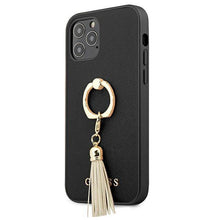 Заредете изображение във визуализатора на галерията – Guess GUHCP12LRSSABK iPhone 12 Pro Max 6,7" czarny/black hardcase Saffiano with ring stand
