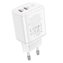 Заредете изображение във визуализатора на галерията – Borofone Wall charger BN9 Reacher - 2xType C - QC 3.0 PD 35W white
