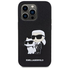 Заредете изображение във визуализатора на галерията – Karl Lagerfeld KLHCP14XSANKCPK iPhone 14 Pro Max 6.7" hardcase black/black Saffiano Karl &amp; Choupette
