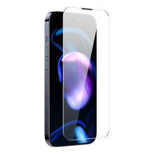 Заредете изображение във визуализатора на галерията – Baseus Full Screen Tempered Glass for iPhone 14 Pro with Speaker Cover 0.3mm + Mounting Frame
