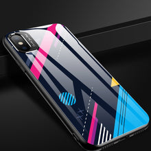 Заредете изображение във визуализатора на галерията – Color Glass Case Durable Cover with Tempered Glass Back and camera cover iPhone XS / iPhone X pattern 1
