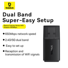 Заредете изображение във визуализатора на галерията – Baseus BS-OH170 650Mb/s 5GHz USB network card - black
