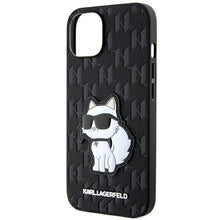 Заредете изображение във визуализатора на галерията – Original Pouch KARL LAGERFELD Saffiano Monogram Choupette KLHCP14SSAKHPCK for Iphone 14 Black
