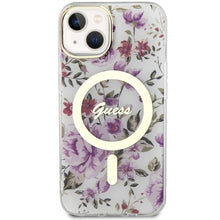 Заредете изображение във визуализатора на галерията – Original Case GUESS hardcase Flower MagSafe GUHMP14SHCFWST for Iphone 14 transparent
