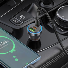 Заредете изображение във визуализатора на галерията – HOCO car charger USB QC 18W + 2 x Type C 30W + cabel Type C to Type C PD60W NZ12D transparent black
